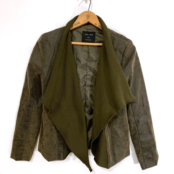 Drape Front Faux Suede Jacket - Picture 4 of 8